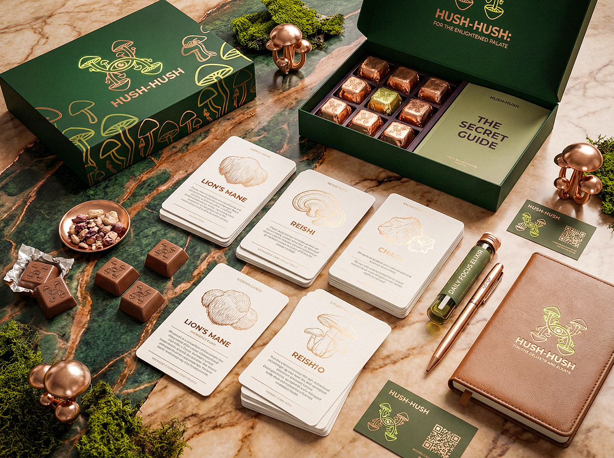 HUSH-HUSH - Functional Mushroom Chocolate Branding Image 54
