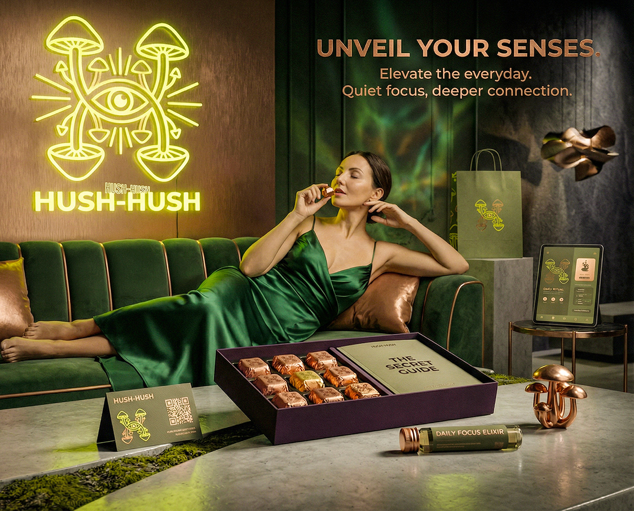 HUSH-HUSH - Functional Mushroom Chocolate Branding Image 56