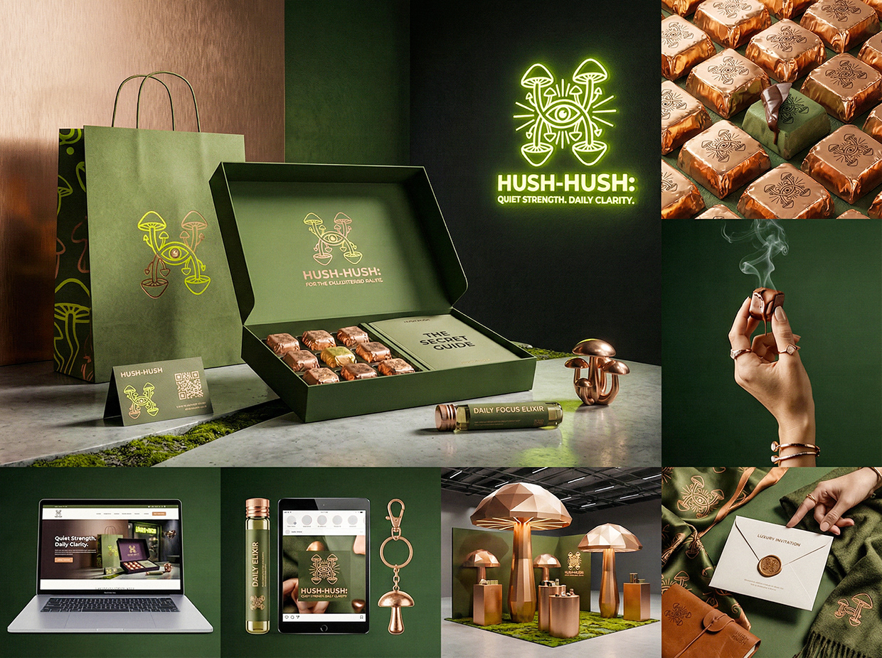 HUSH-HUSH - Functional Mushroom Chocolate Branding Image 61