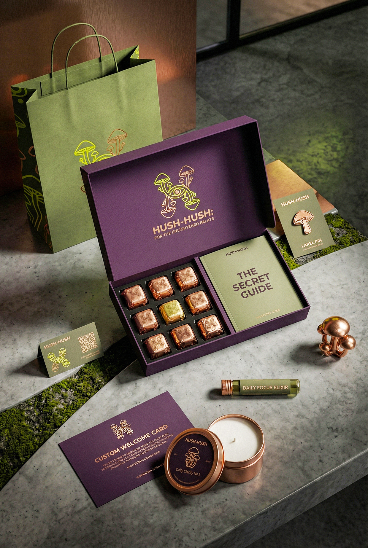 HUSH-HUSH - Functional Mushroom Chocolate Branding Image 62