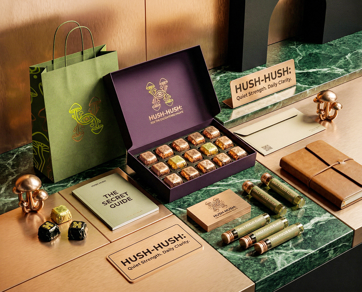 HUSH-HUSH - Functional Mushroom Chocolate Branding Image 64