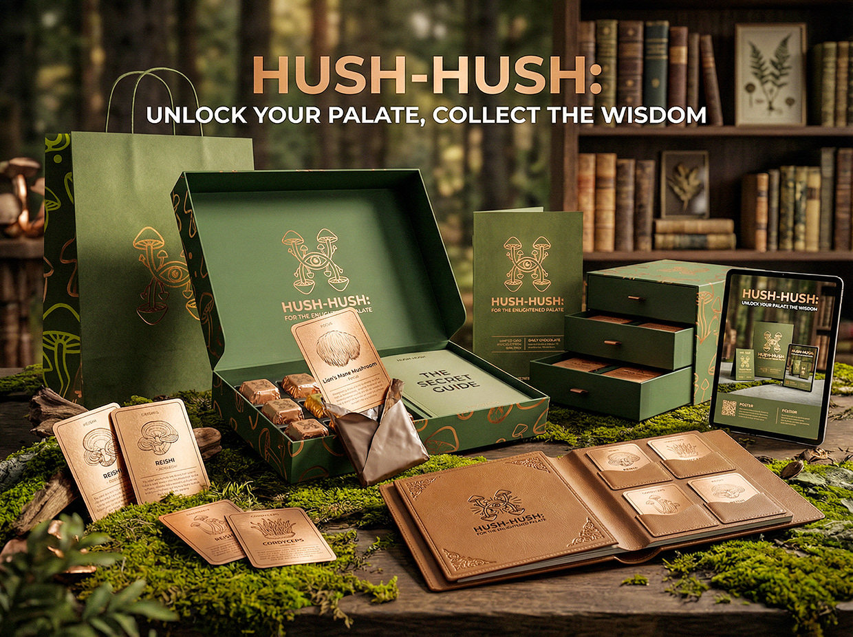 HUSH-HUSH - Functional Mushroom Chocolate Branding Image 65
