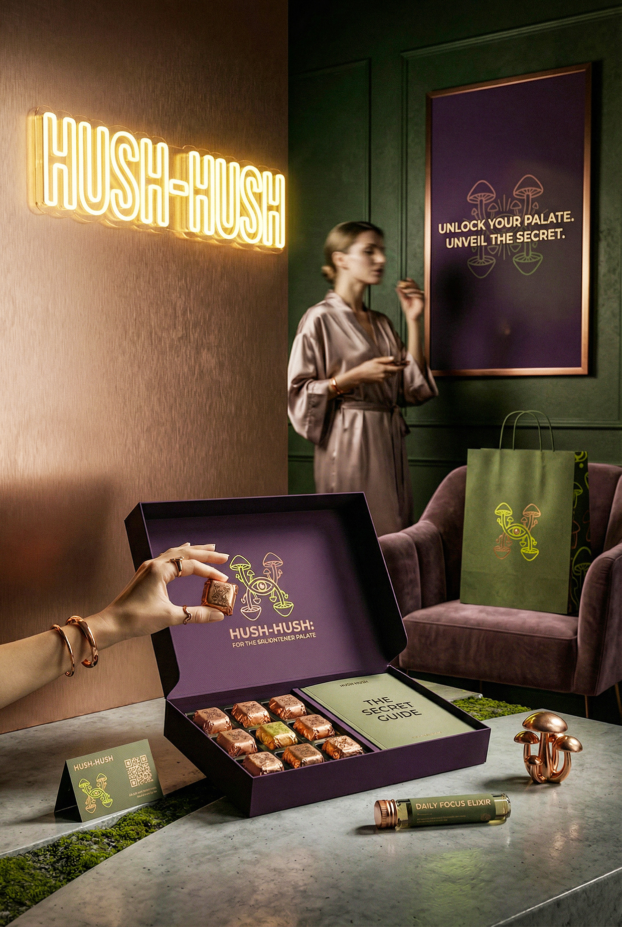 HUSH-HUSH - Functional Mushroom Chocolate Branding Image 67