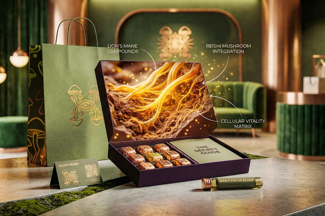 HUSH-HUSH - Functional Mushroom Chocolate Branding Image 70