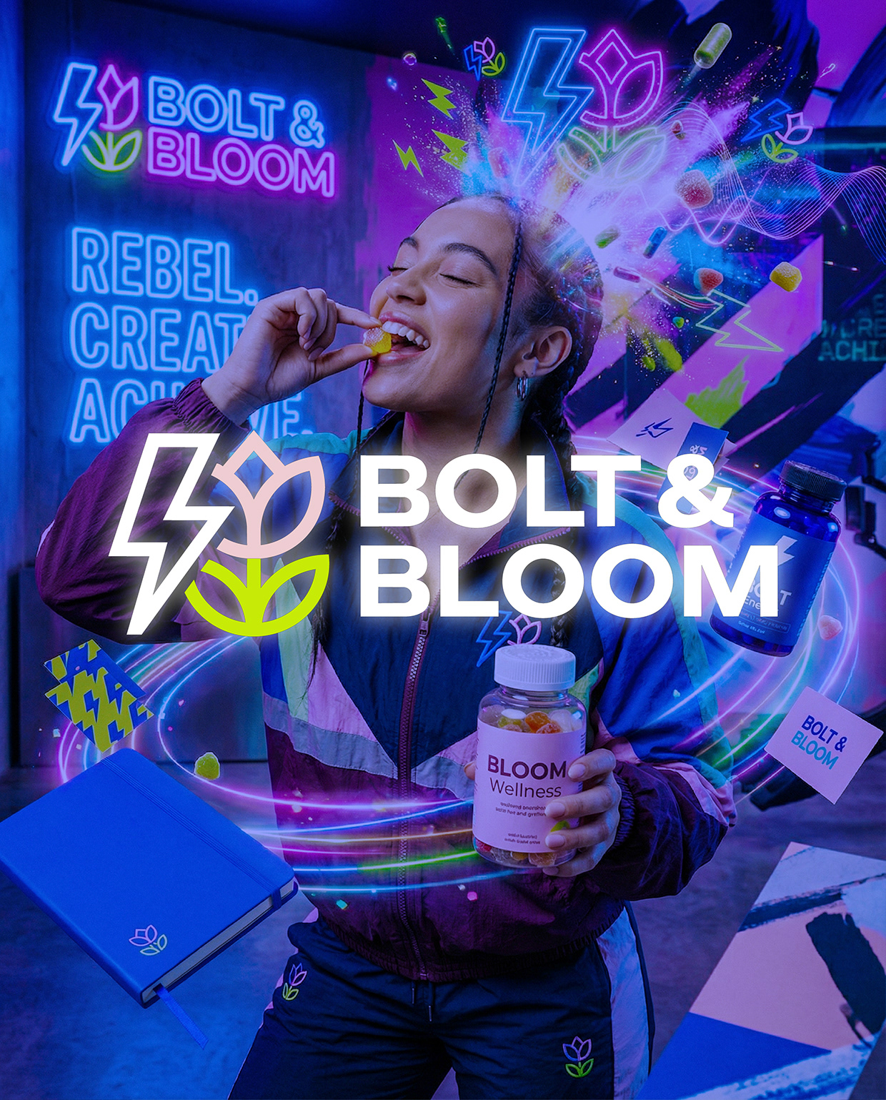 Bolt & Bloom : Rebel Wellness Supplement Branding Image 1