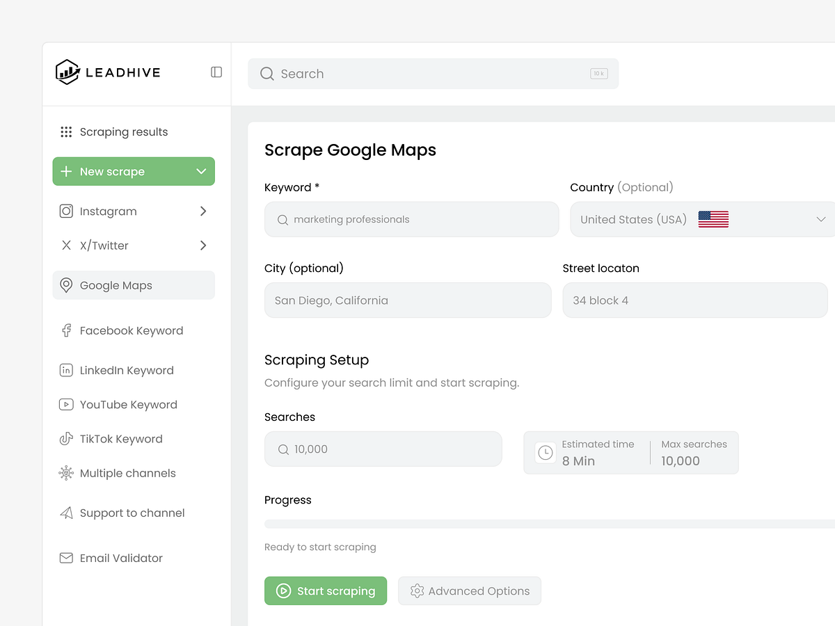 Google Maps Data Scraping SaaS Dashboard UI Design Image 1