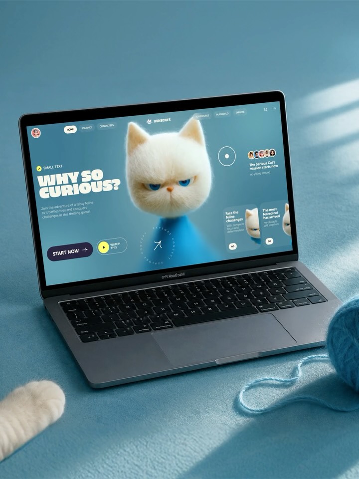 Angry Cat Hero Section - Mouse tracking