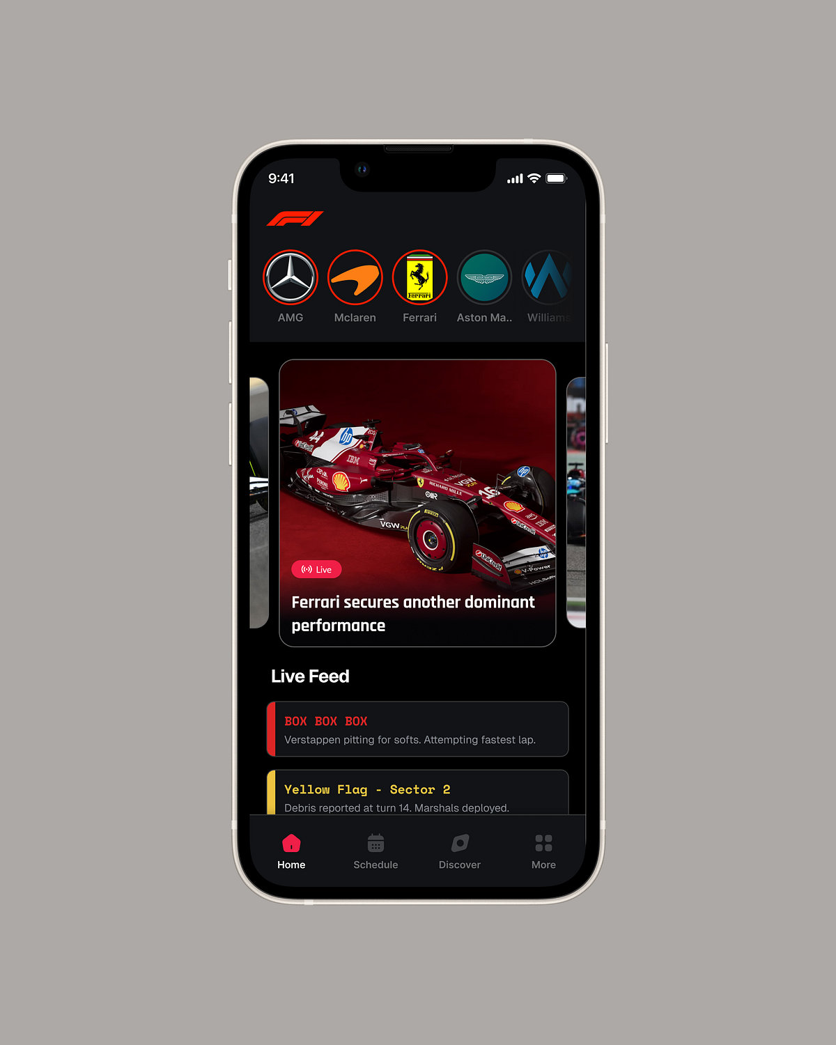 Formula 1 Mobile App UI | Live Racing Experience | Rish Designs Image 0