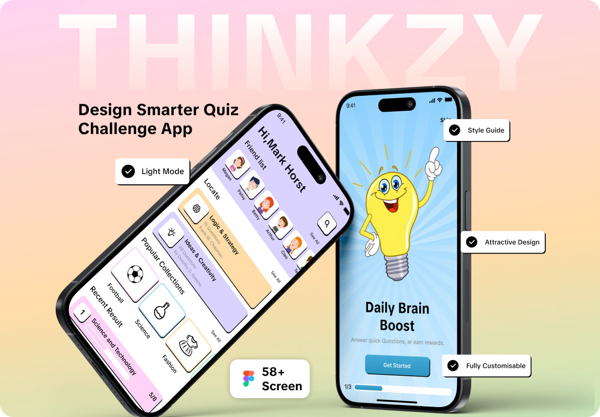 Thinkzy | Quiz Challenge App UI Kit for Figma