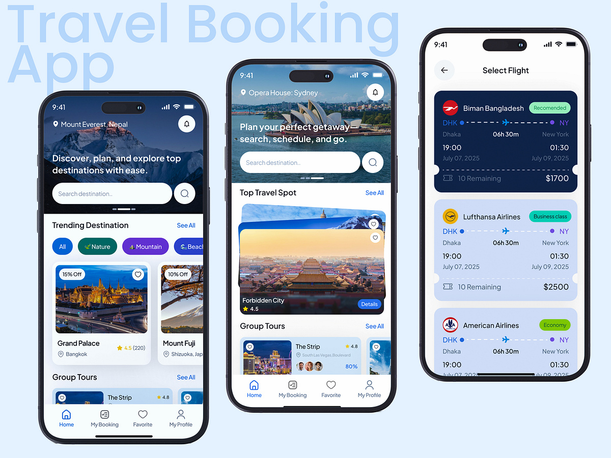 Travel booking app design exploration