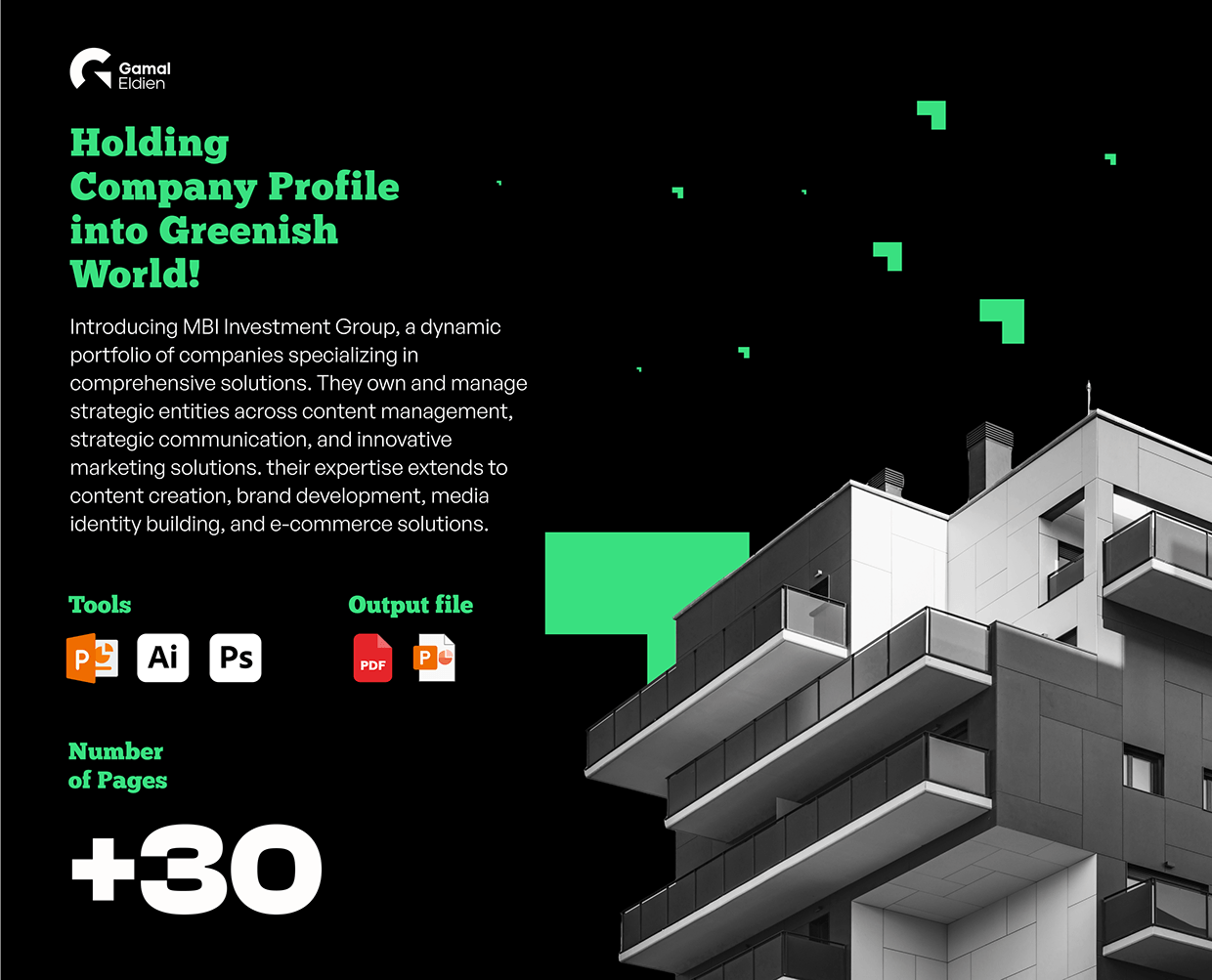 Saudi Company Profile | Powerpoint | Green & Black