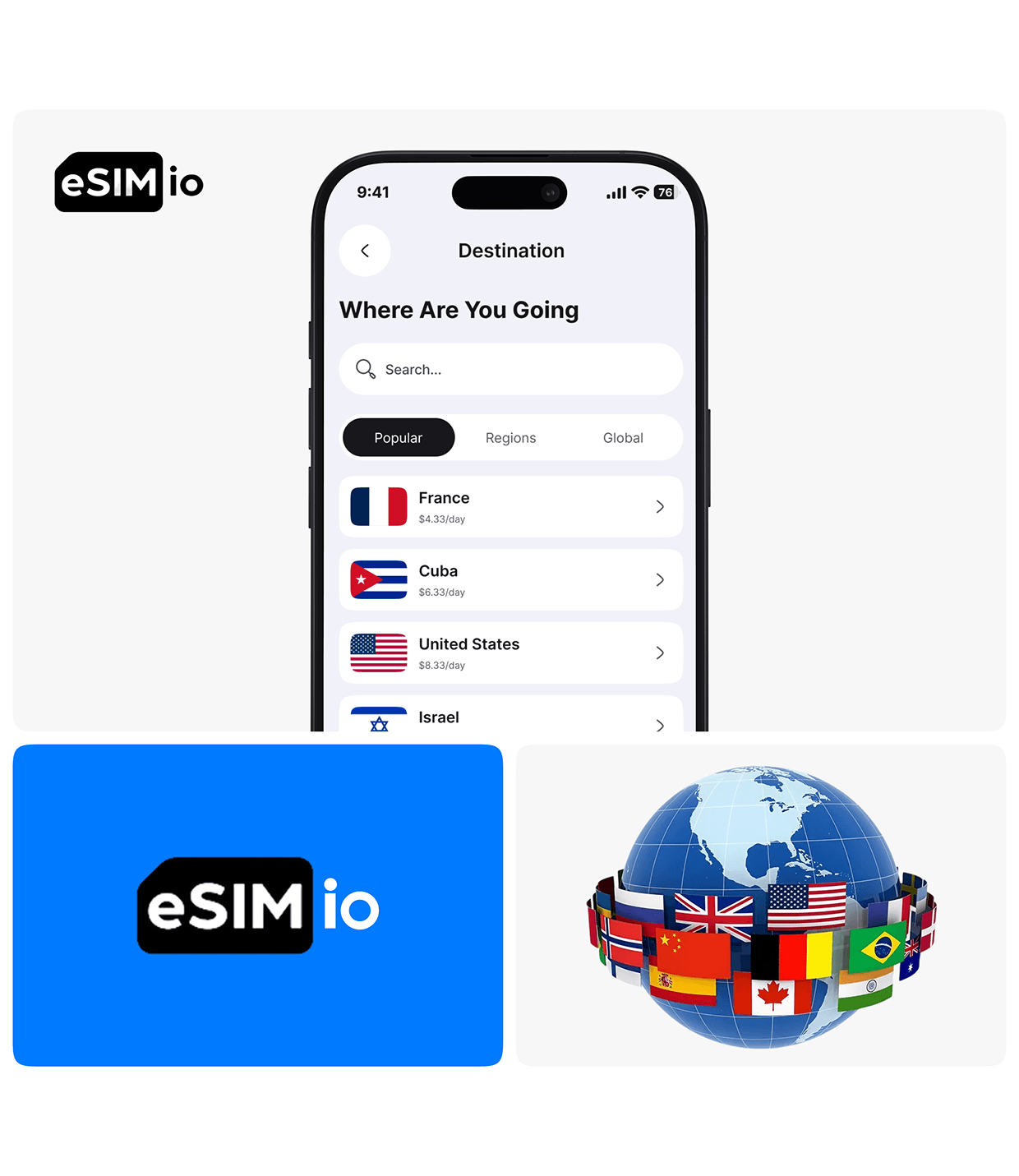 eSIM io - Global SIM Card | Mobile App Image 1