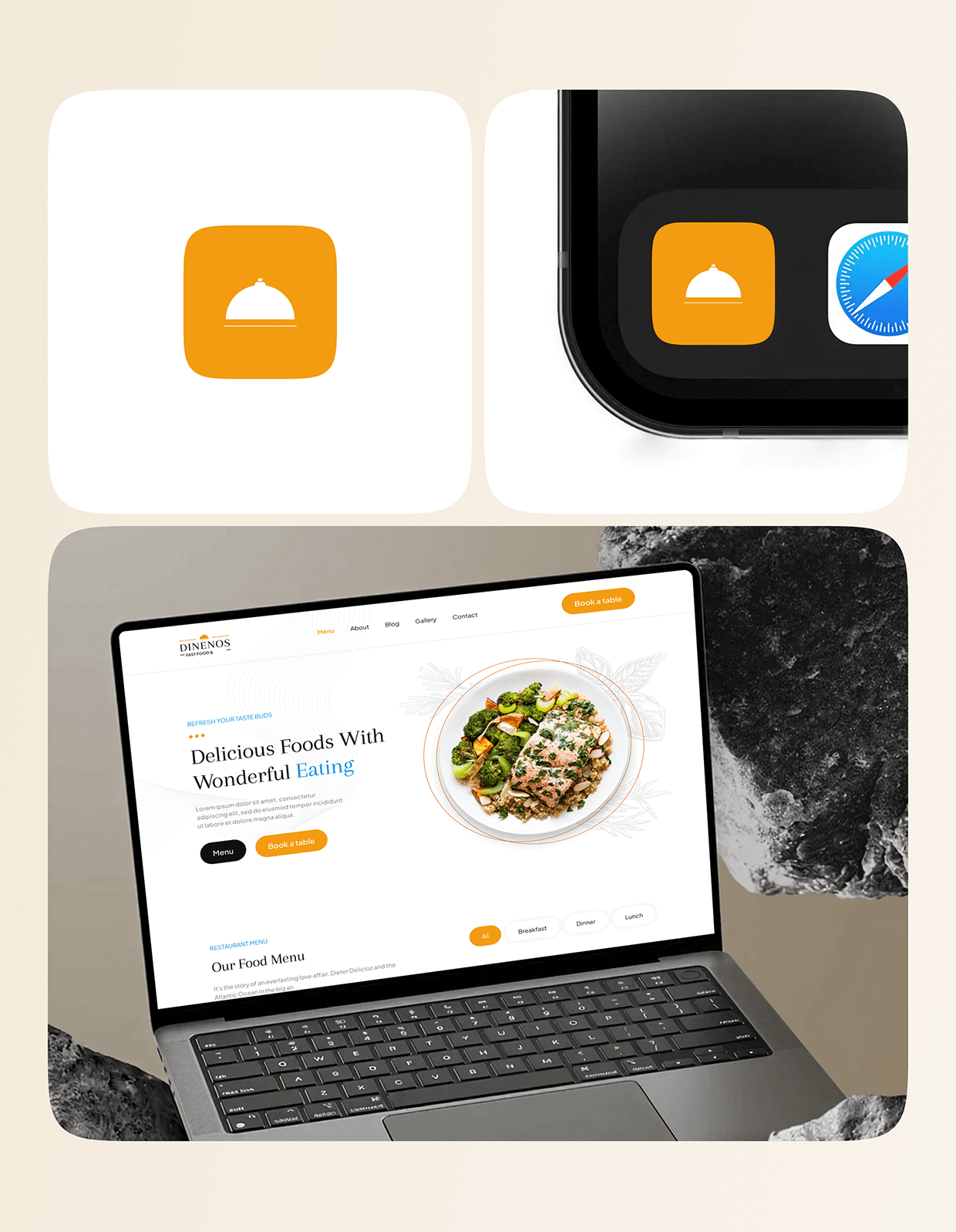 Dinenos Restaurant | Elegant Food Website Design Image 1