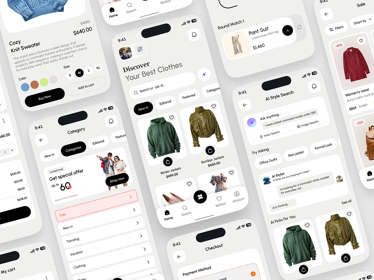 AI Stylist App Design Virtual Fashion Assistant, Smart Clothing