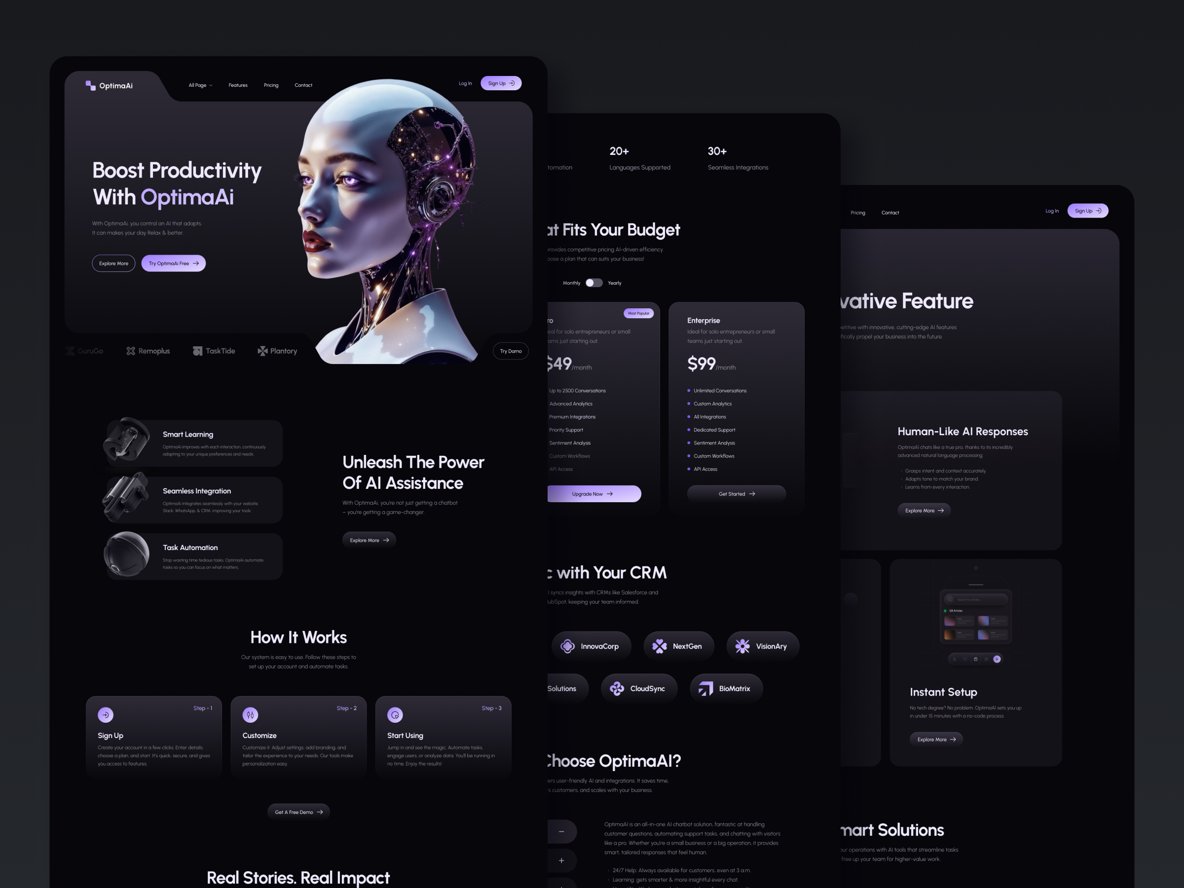 OptimaAI — Free Website Template for Framer