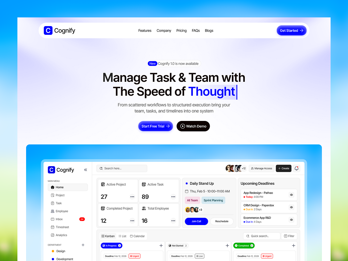 Task Management SaaS Hero UI Design