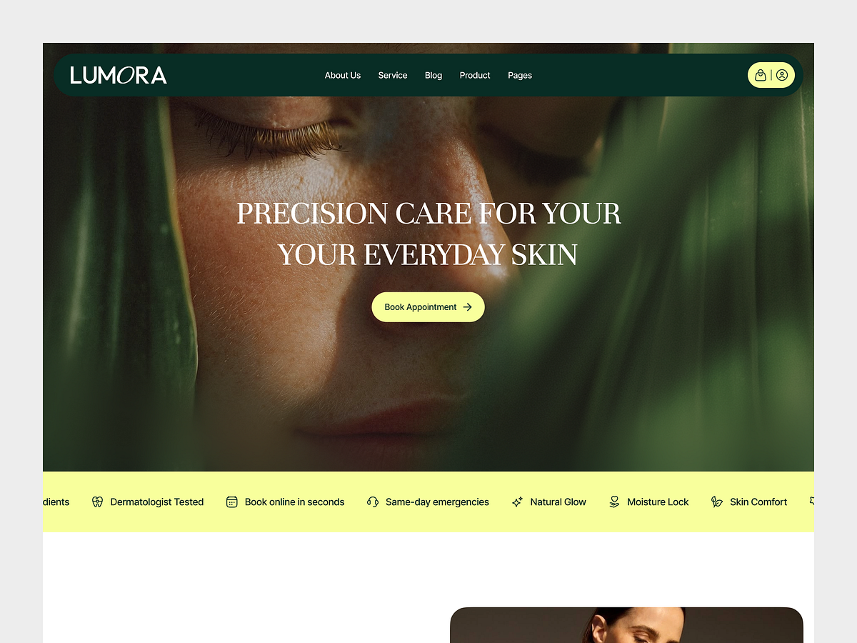 LUMORA - Women Skincare Solution Web UI Image 1