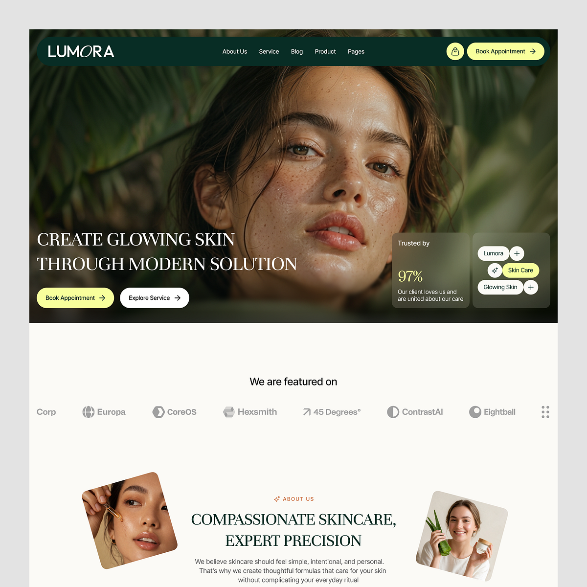 LUMORA - About Us Page UI Design Image 1