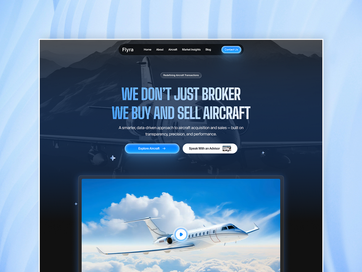 Flyra — Aircraft Brokerage Landing Page Design Image 1