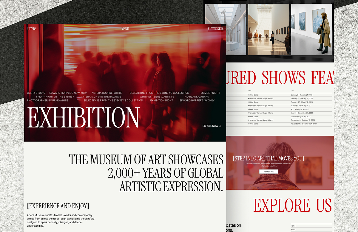 ARTERA – Exhibition Landing Page UI/UX Design