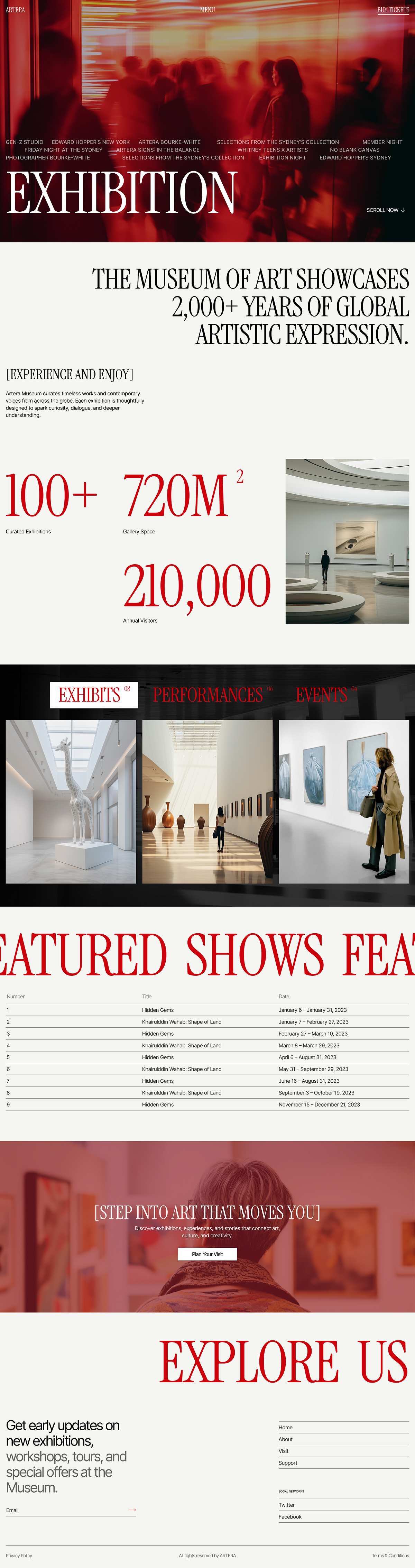 ARTERA – Exhibition Landing Page UI/UX Design Image 0