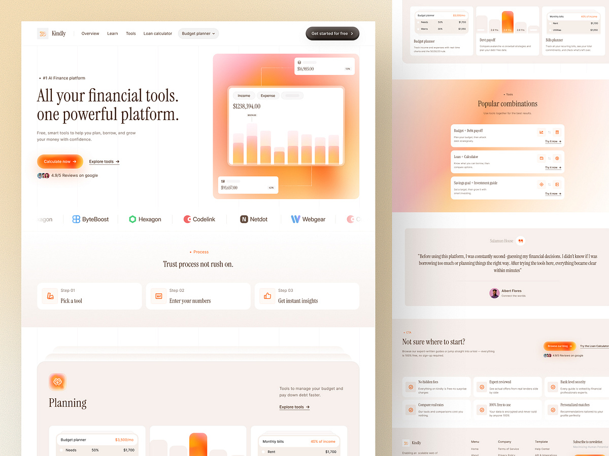Kindly – Finance Platform Website Redesign