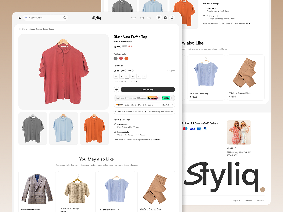 Product Details Page of Fashion E-Commerce Store | Styliq