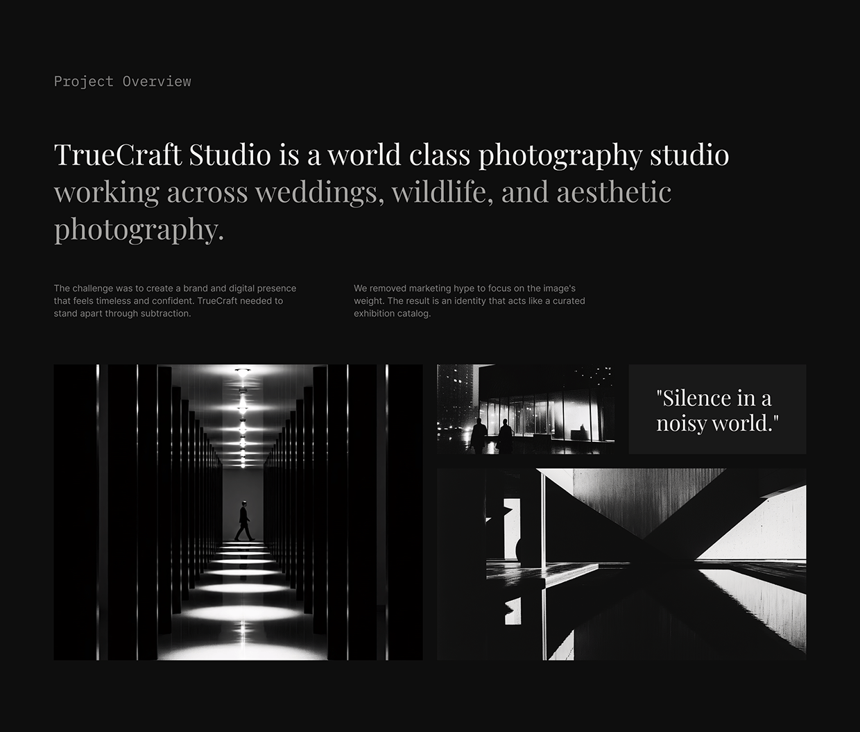 TrueCraft Studio | Minimal Photography Website Design Image 1