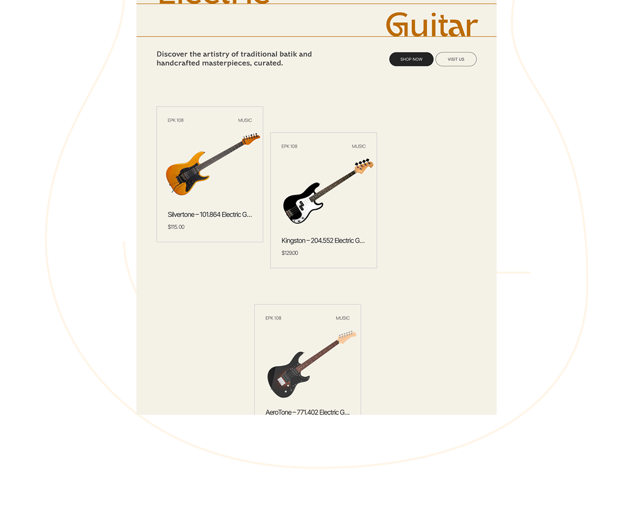 Electrica | E-commerce Guitar Shop UI/UX Design Image 2