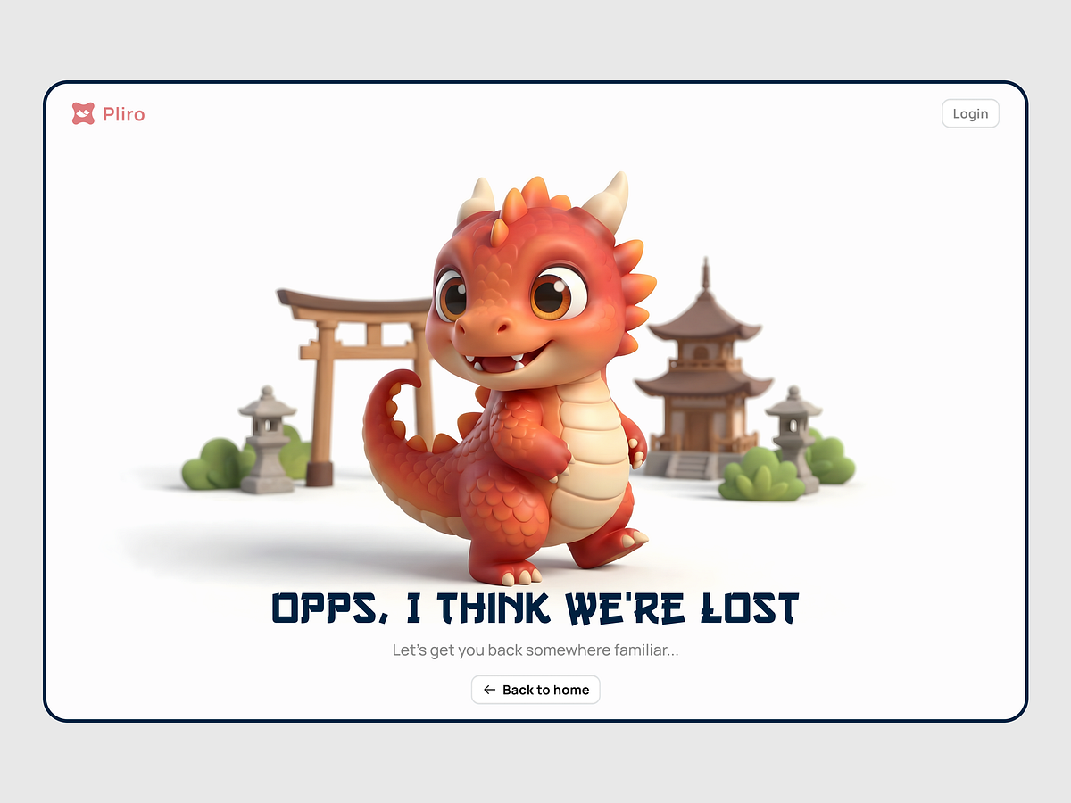 404 Error Page UI — 3D Mascot + Minimal Layout Image 1