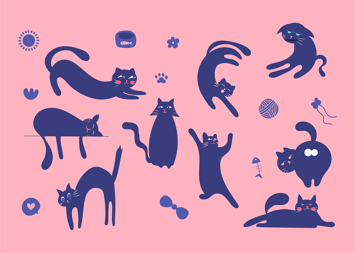 A playful flat vector cat collection designed for versatile prod Image 0