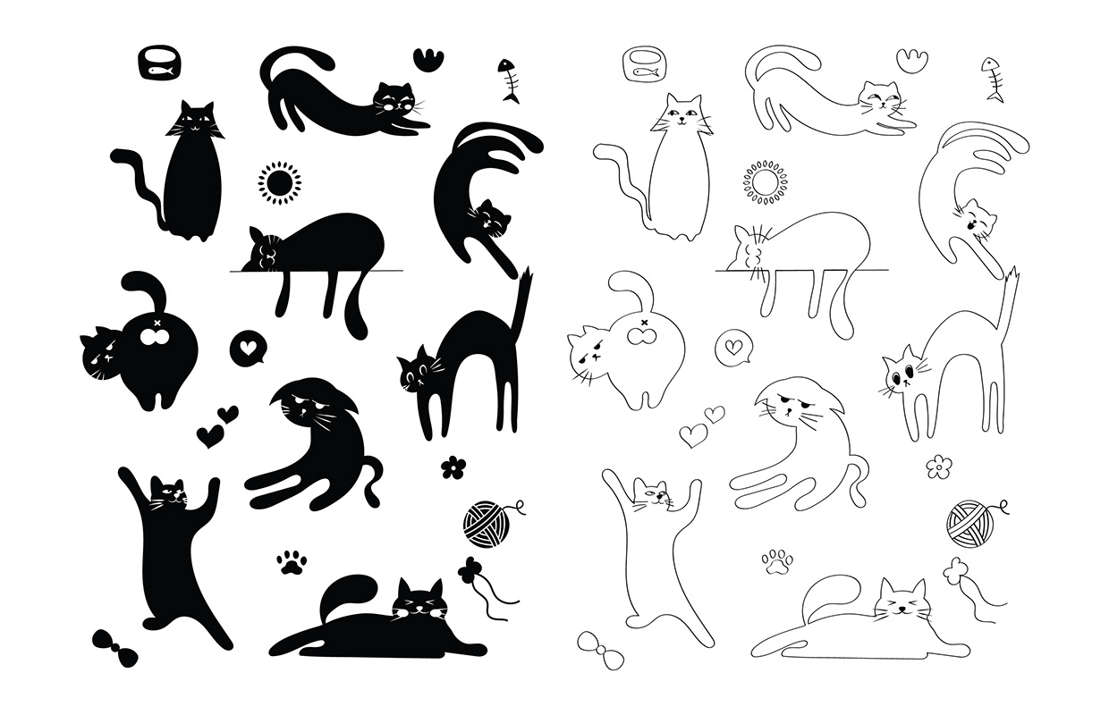 Funny Cat Vector Art Bundle – Flat Illustrations Image 2