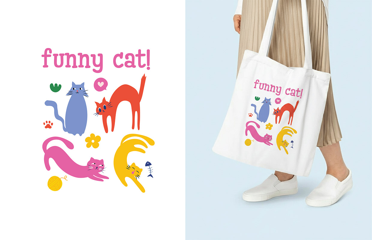 Funny Cat Vector Art Bundle – Flat Illustrations Image 4