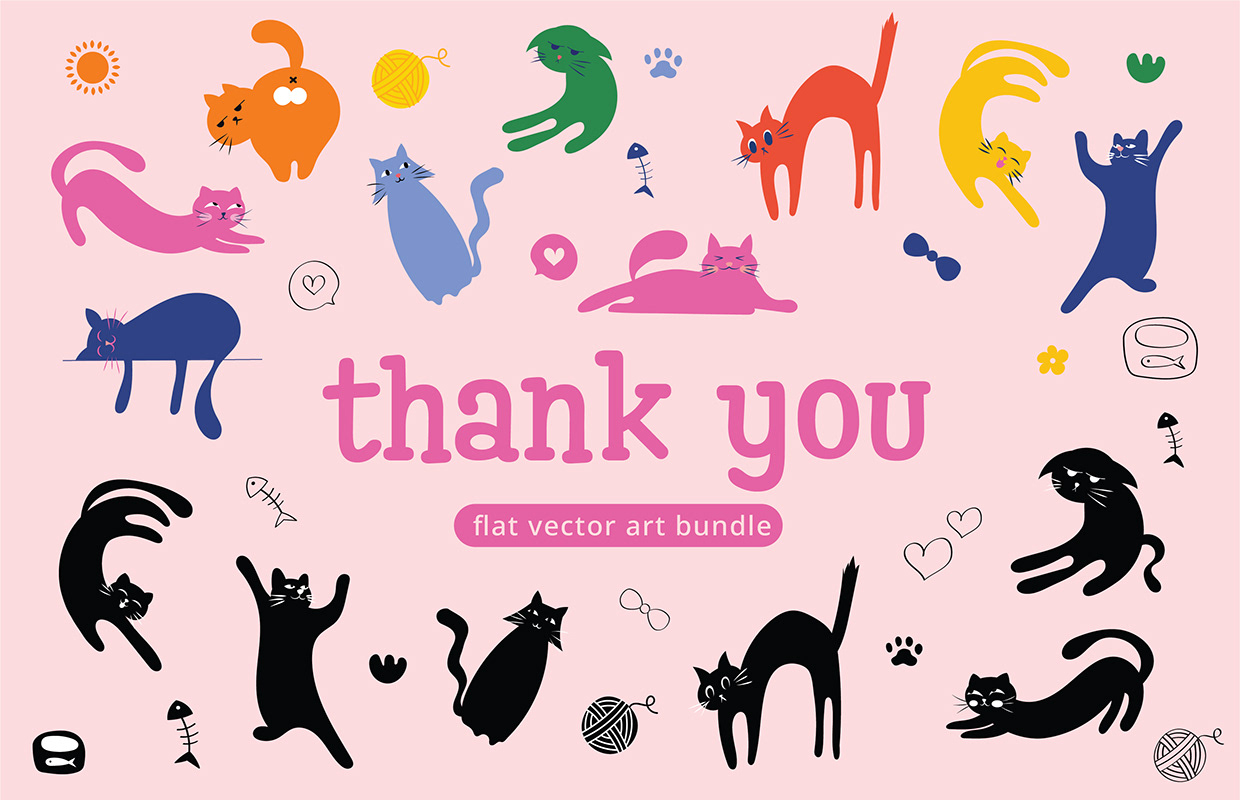 Funny Cat Vector Art Bundle – Flat Illustrations Image 13