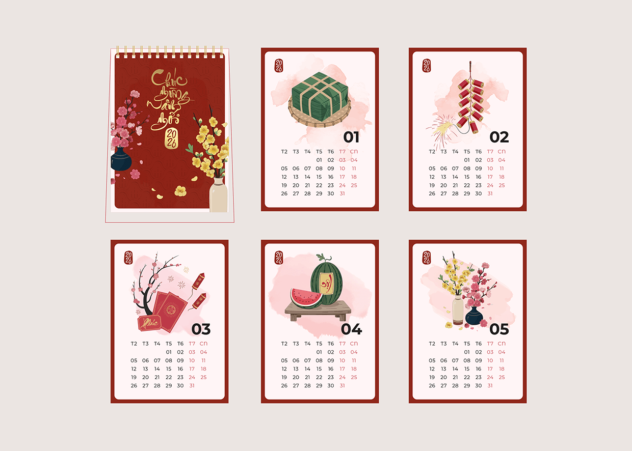 Vietnamese Lunar New Year Desk Calendar 2026 Image 0