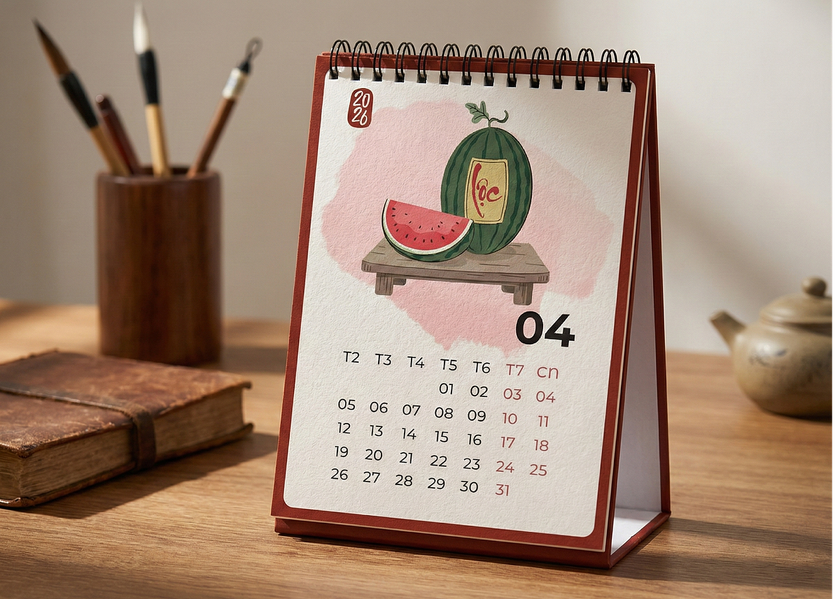 Vietnamese Lunar New Year Desk Calendar 2026 | Tết Table Image 3