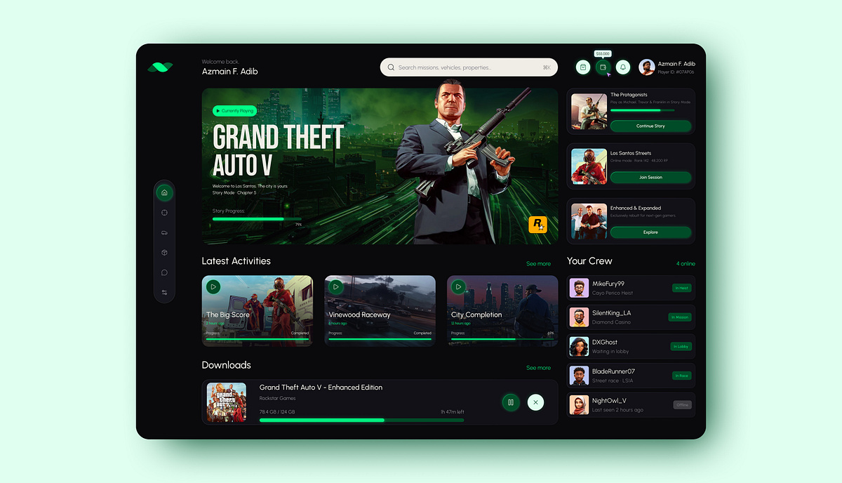 GTA V Dashboard Design Game UI Image 0