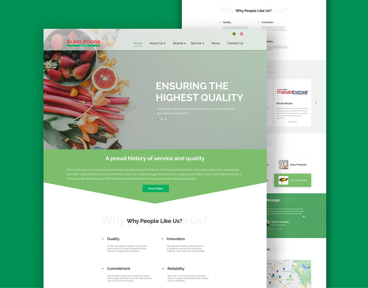 Redesigning the homepage of Euro food group
