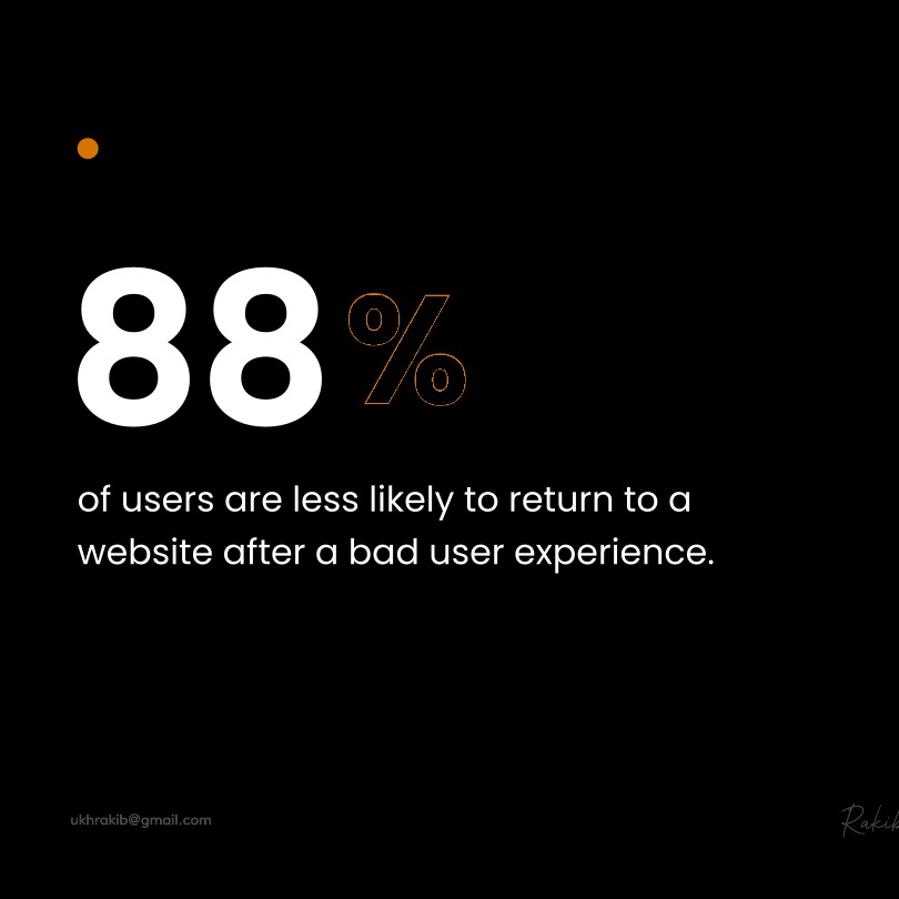 🚩First Impressions Matter!

Did you know that 88% of users won’t return to a website after a bad user experience? 
 Poor design, slow load times, and confusing navigation can drive customers away instantly!

#UXMatters #UserExperience #UIUXDesign #WebDesign