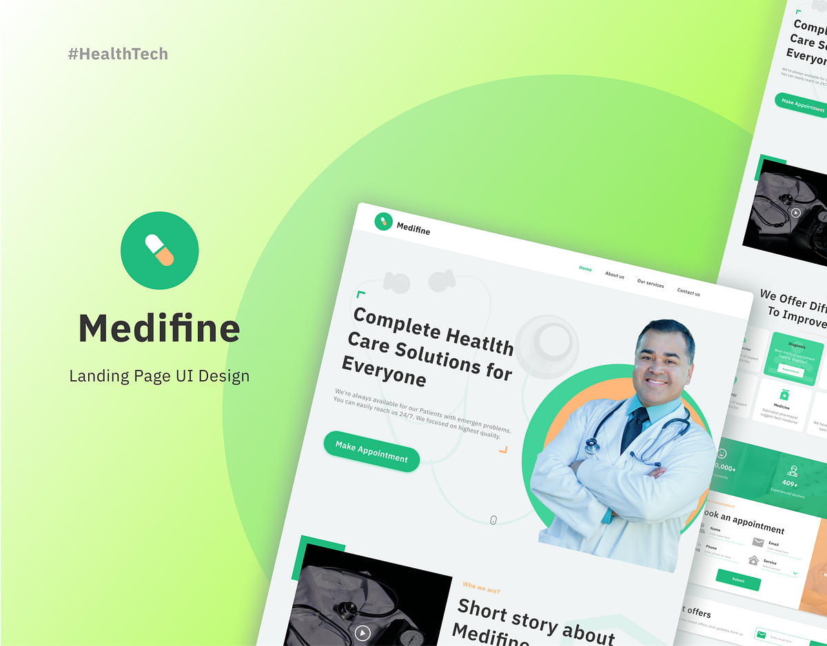Medifine - A landing page UI design for hospital