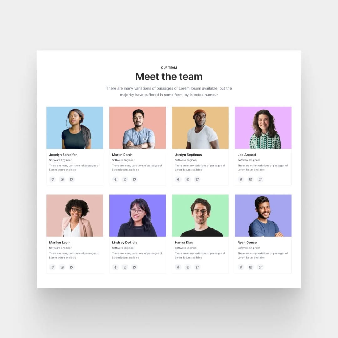 Team Page UI Design.
