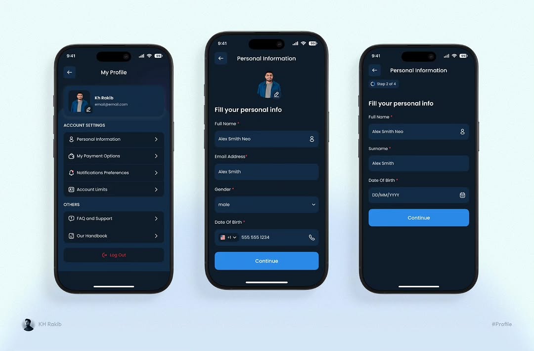 User Profile Section App Design