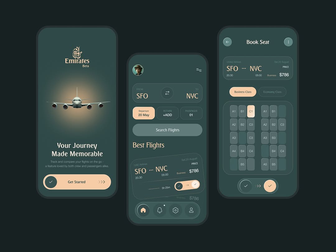 Emirates flight booking concept UI/UX Design