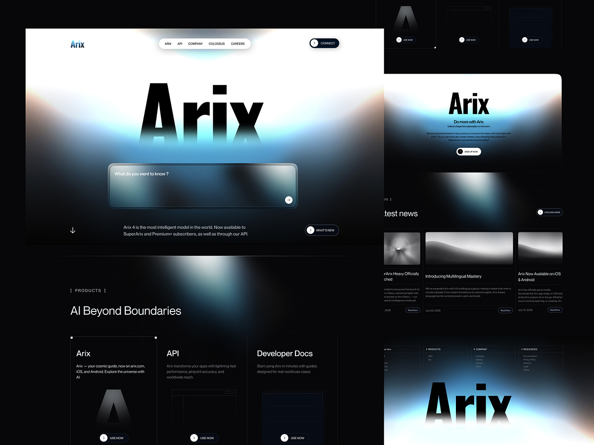 Arix – Futuristic AI Landing Page & SaaS UI/UX Design