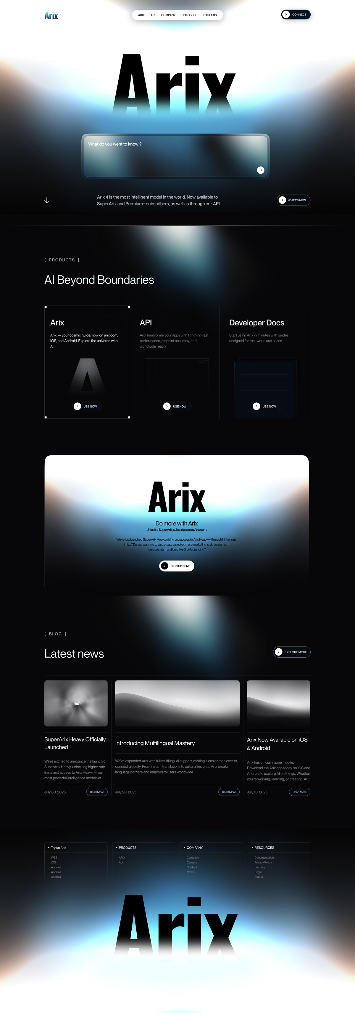 Arix – Futuristic AI Landing Page & SaaS UI/UX Design Image 1