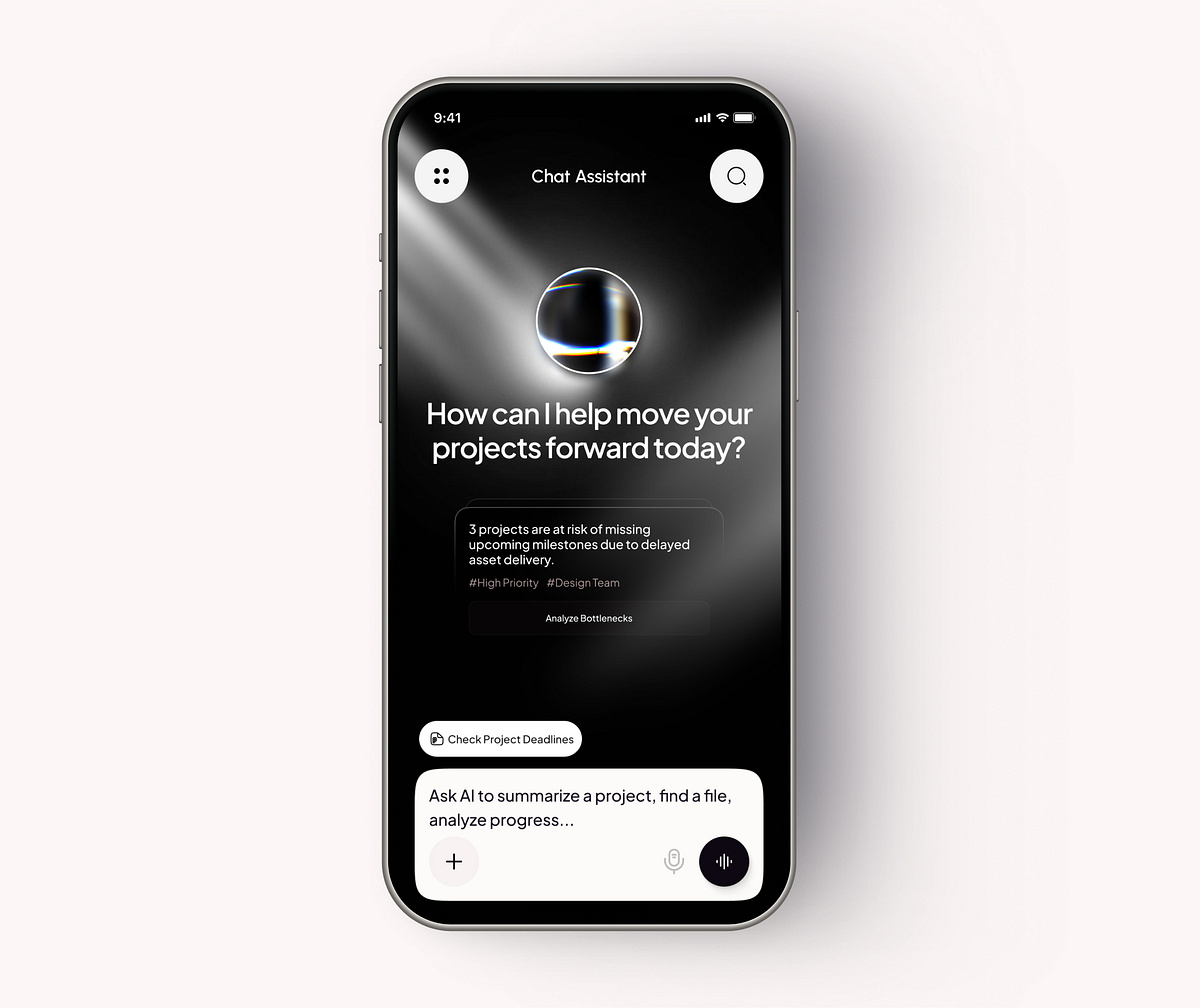 AI Task Management App — Mobile Chat Assistant UI Design Image 0