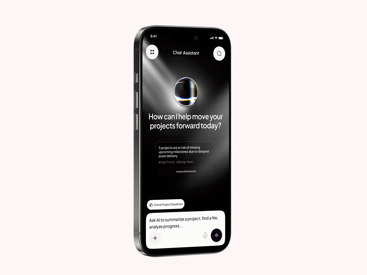 AI Task Management App — Mobile Chat Assistant UI Design Image 1