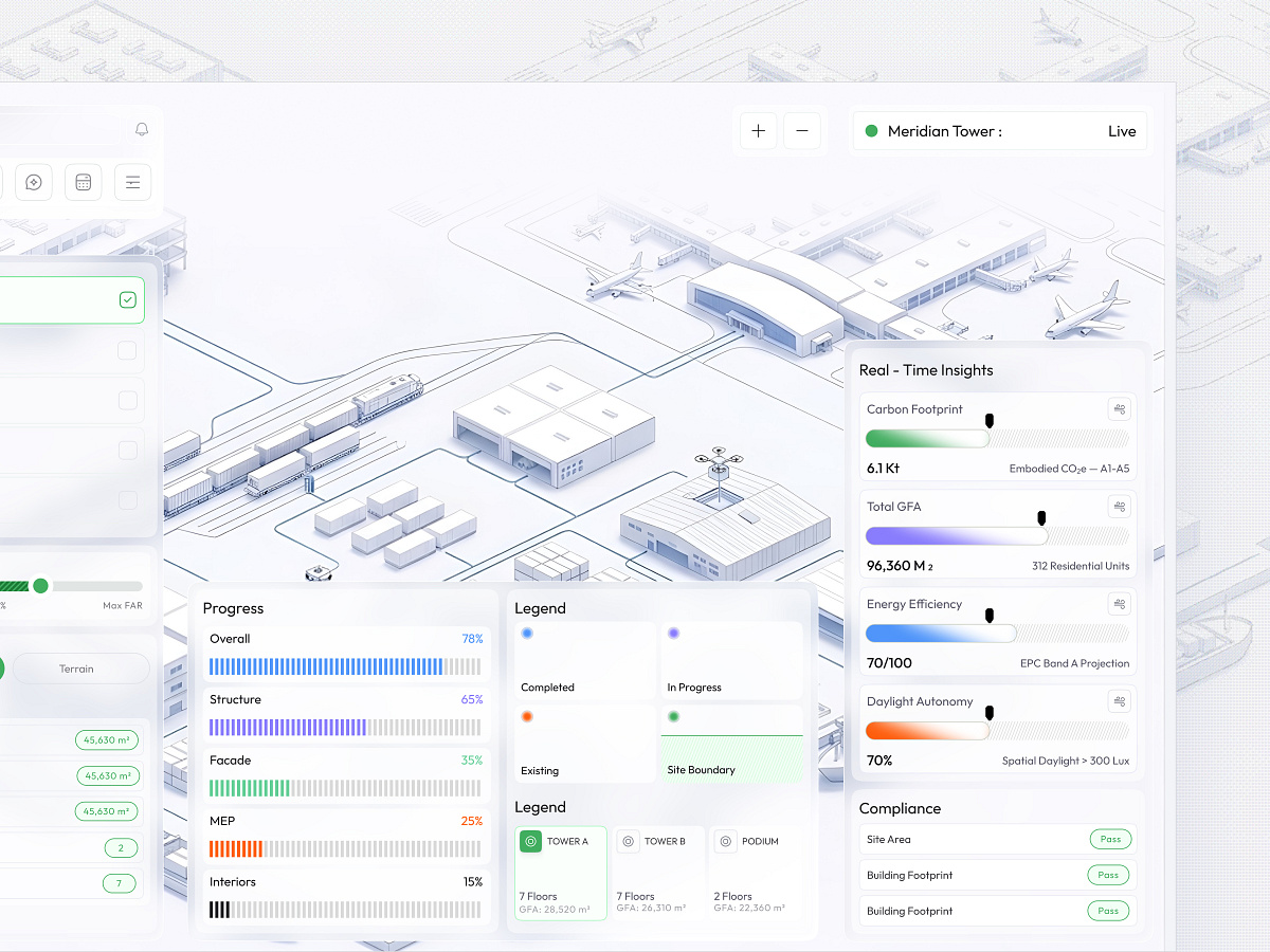 Smart Construction & Architectural Site Dashboard UI/UX Image 0
