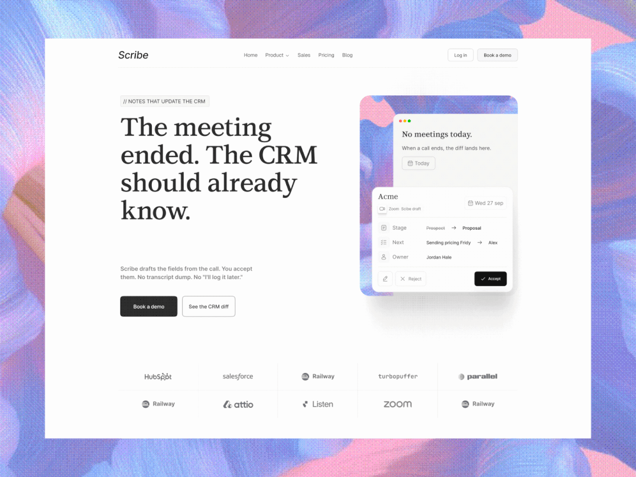 Scribe - AI SaaS Website & CRM Diff App UI/UX Design Image 2