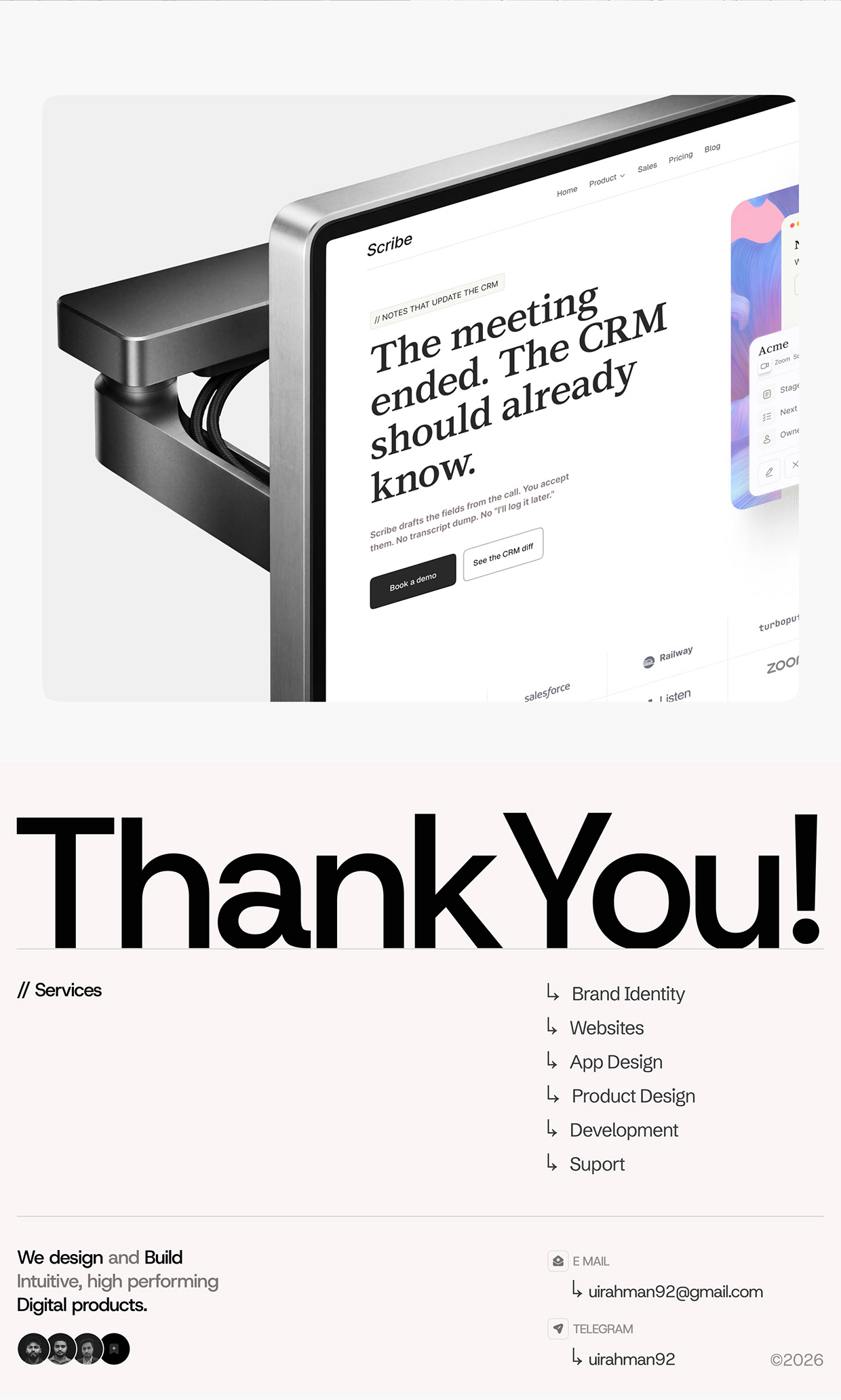 Scribe - AI SaaS Website & CRM Diff App UI/UX Design Image 3